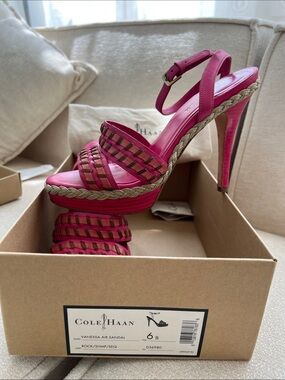 Cole Haan Braided Hot Pink Platform Heels